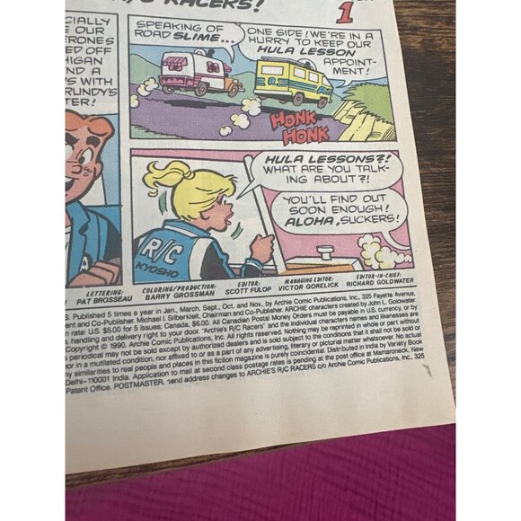 Archies Series R/C Racers Comic #8 November 1990 Adventure Bagged Boarded - Picture 6 of 6